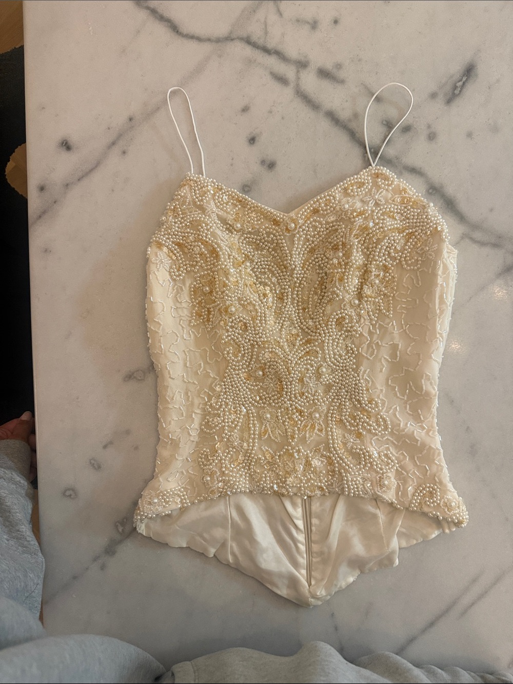 Vintage Bridal Ivory Beaded Corset Top - bustier Women Tops